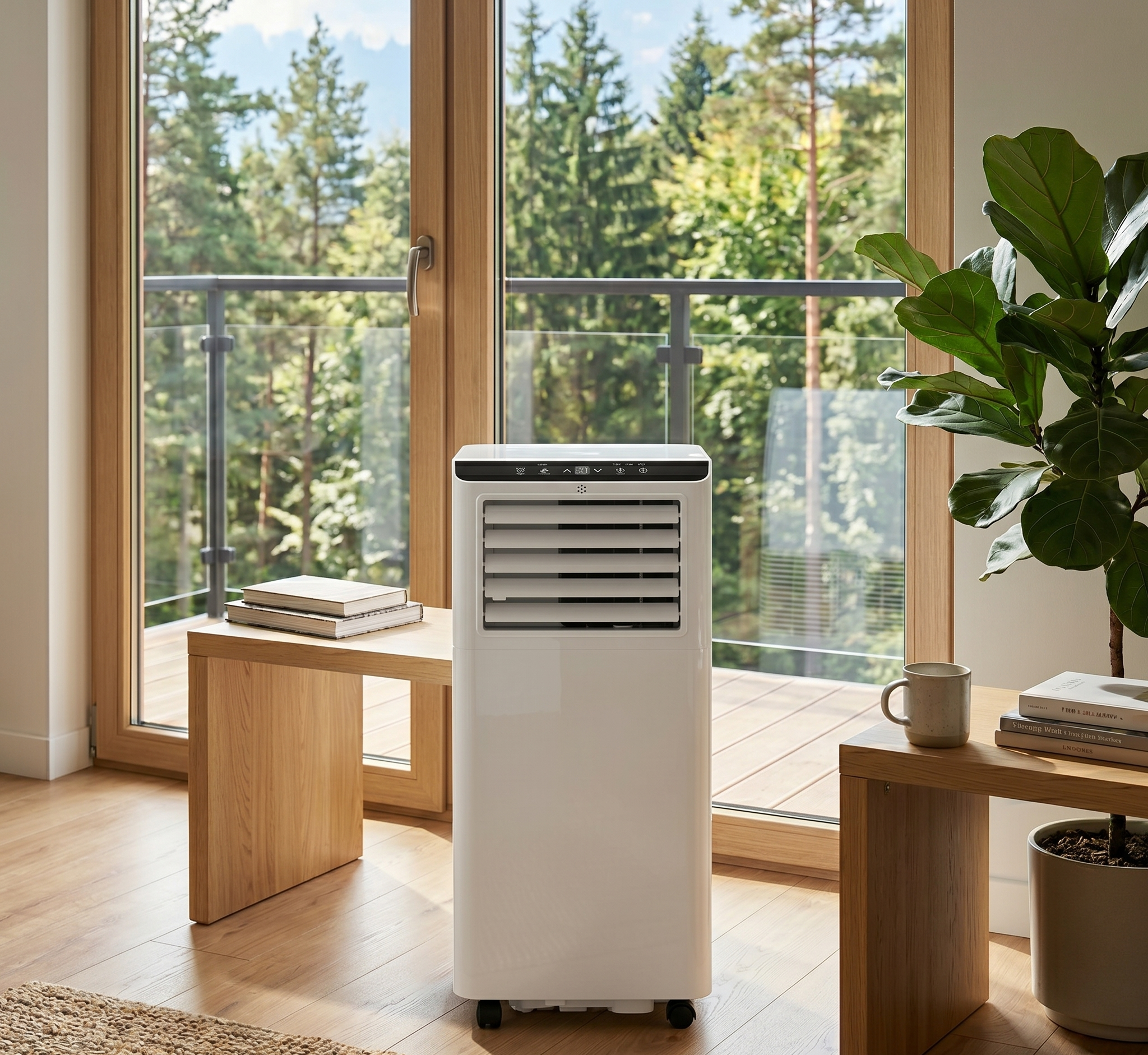Climatiseur Mobile Blanc reversible Chaud/Froid 7000BTU Classe A