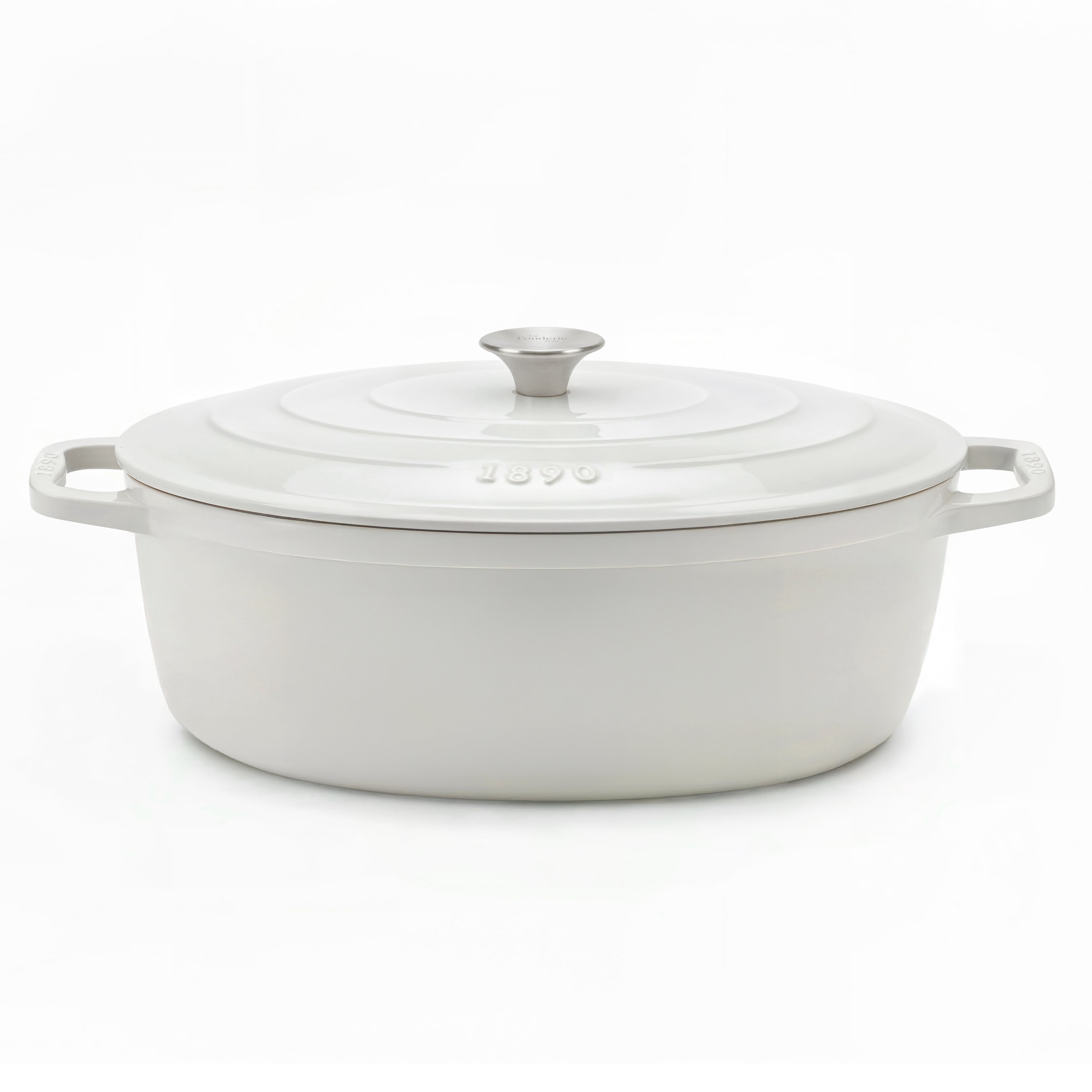 Cocotte ovale en fonte 36cm beige