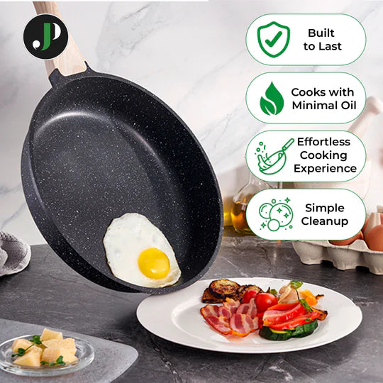 Batterie de Cuisine 15 pièces avec cuisseur à vapeur Antiadhésives en Granit noir - Tous feux dont induction