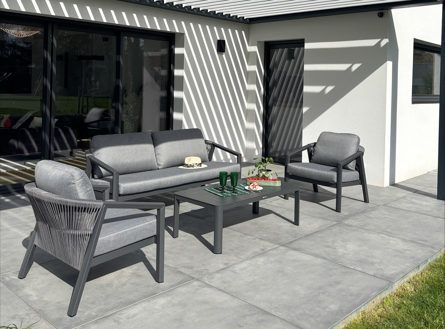 Salon bas de jardin Kelia - Gris anthracite