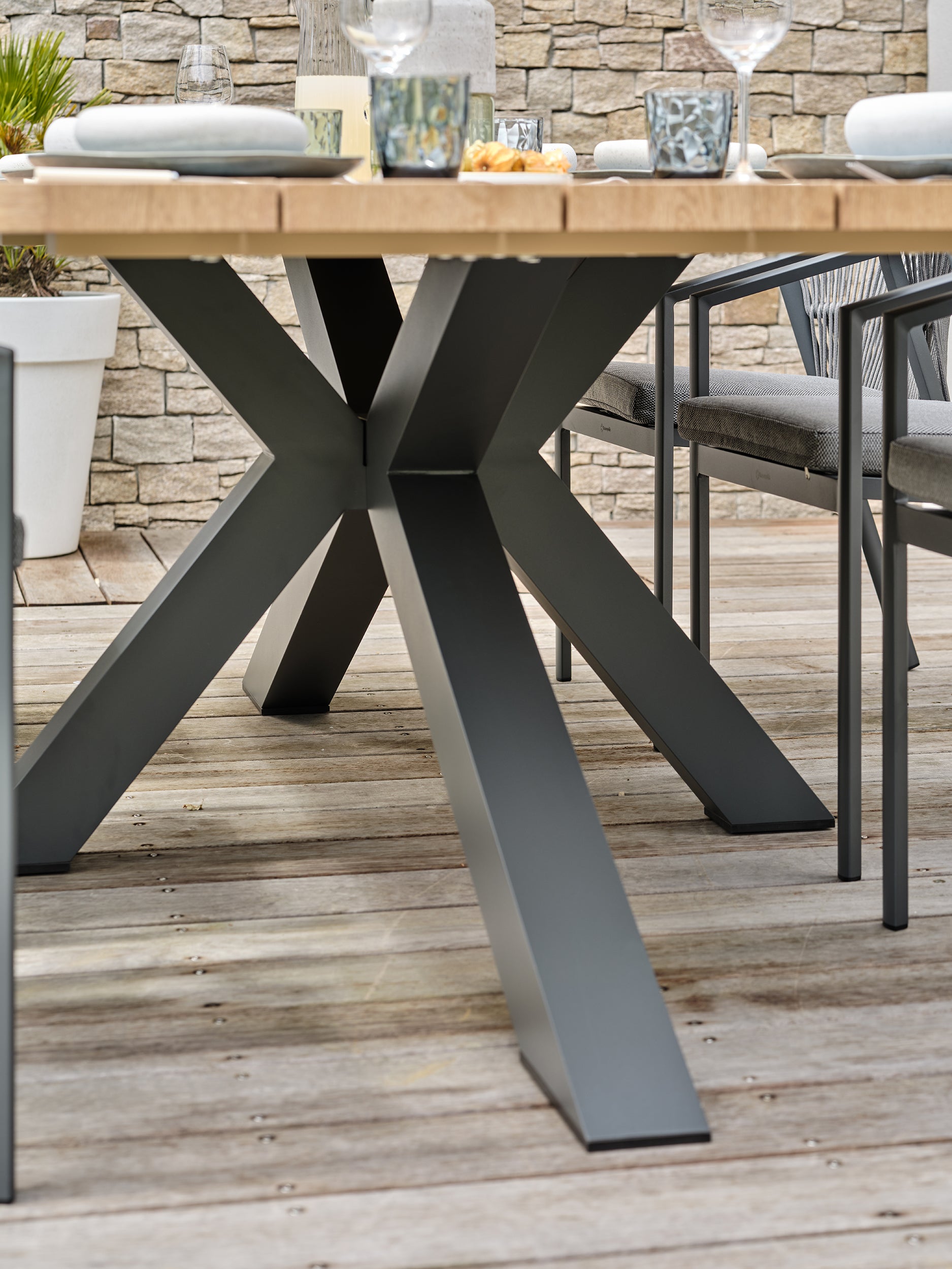 Ensemble repas de jardin Kelia 6 places - Gris anthracite 220 cm