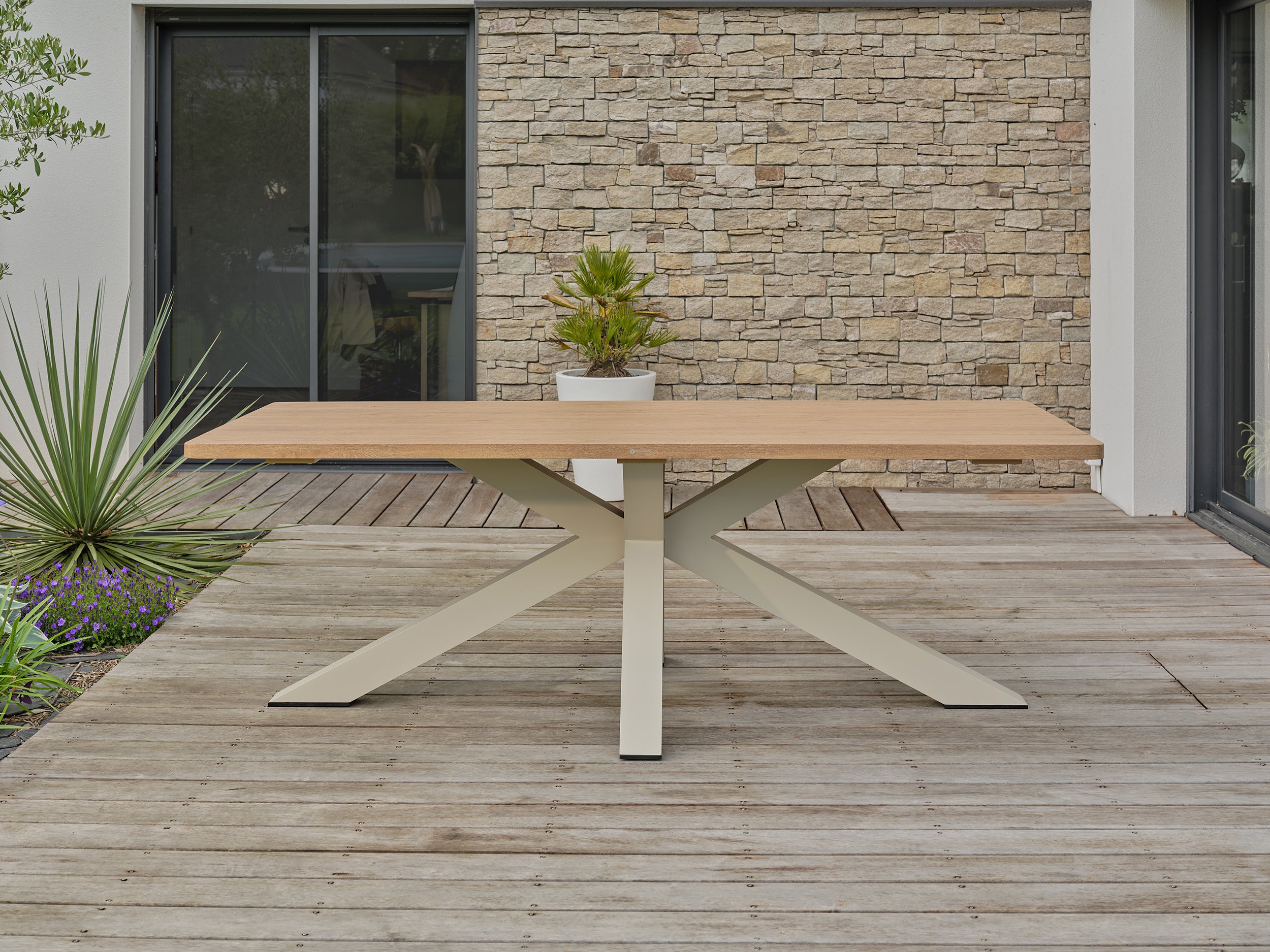 Table de jardin aluminium Kelia 8 personnes - Grège 220 cm