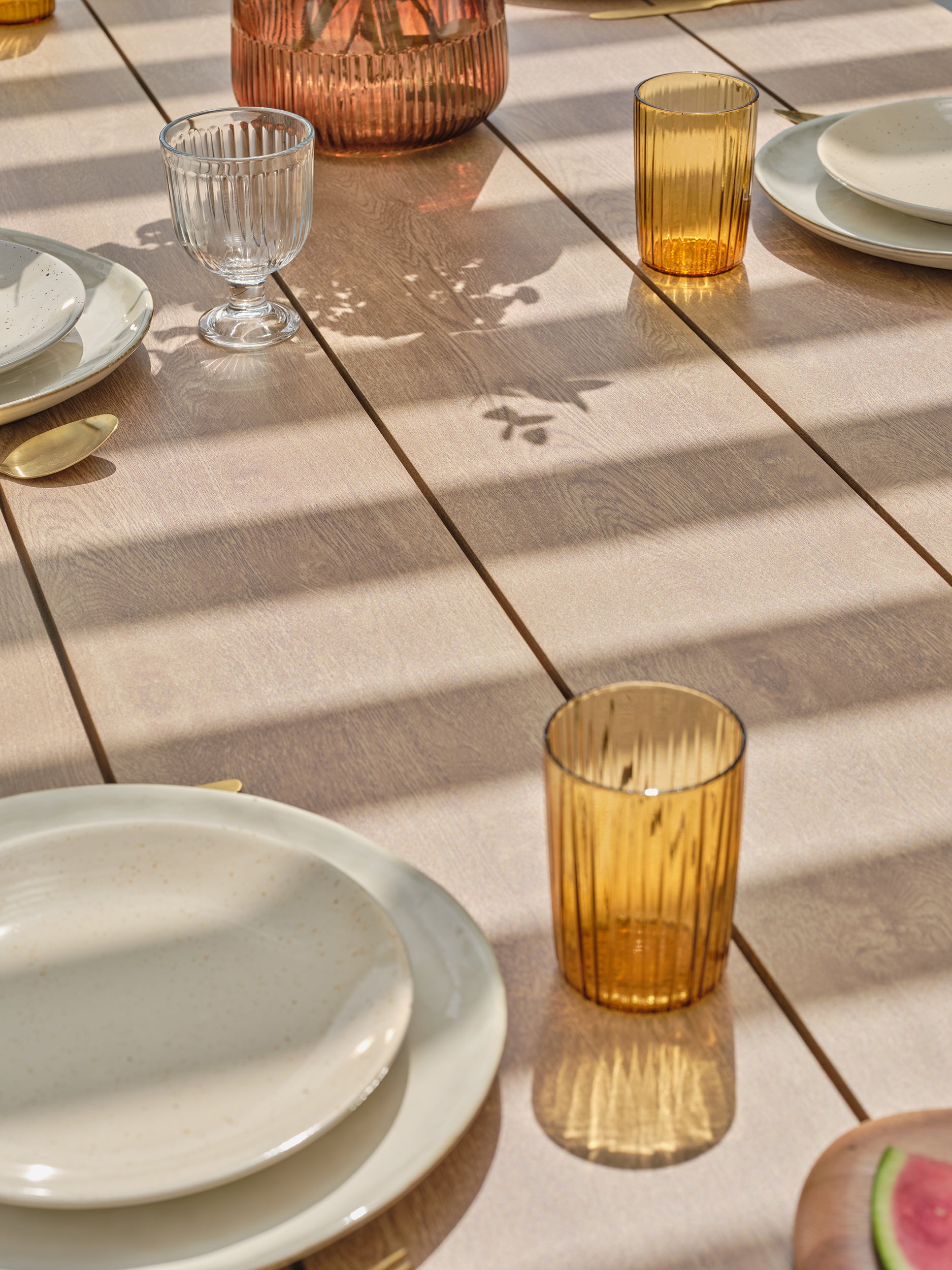 Ensemble repas de jardin Kelia 8 places - Grège 220 cm