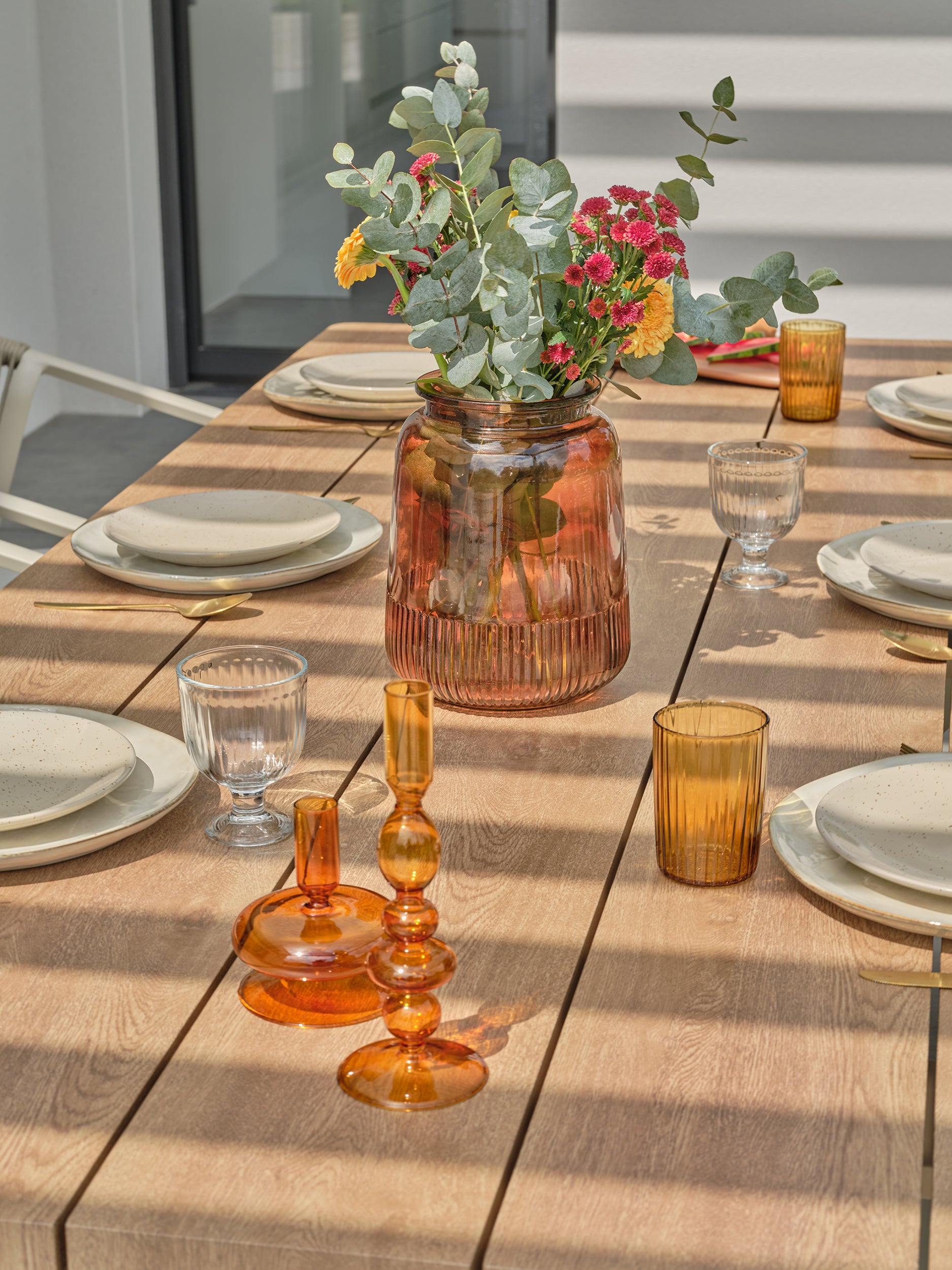 Ensemble repas de jardin Kelia 8 places - Grège 220 cm
