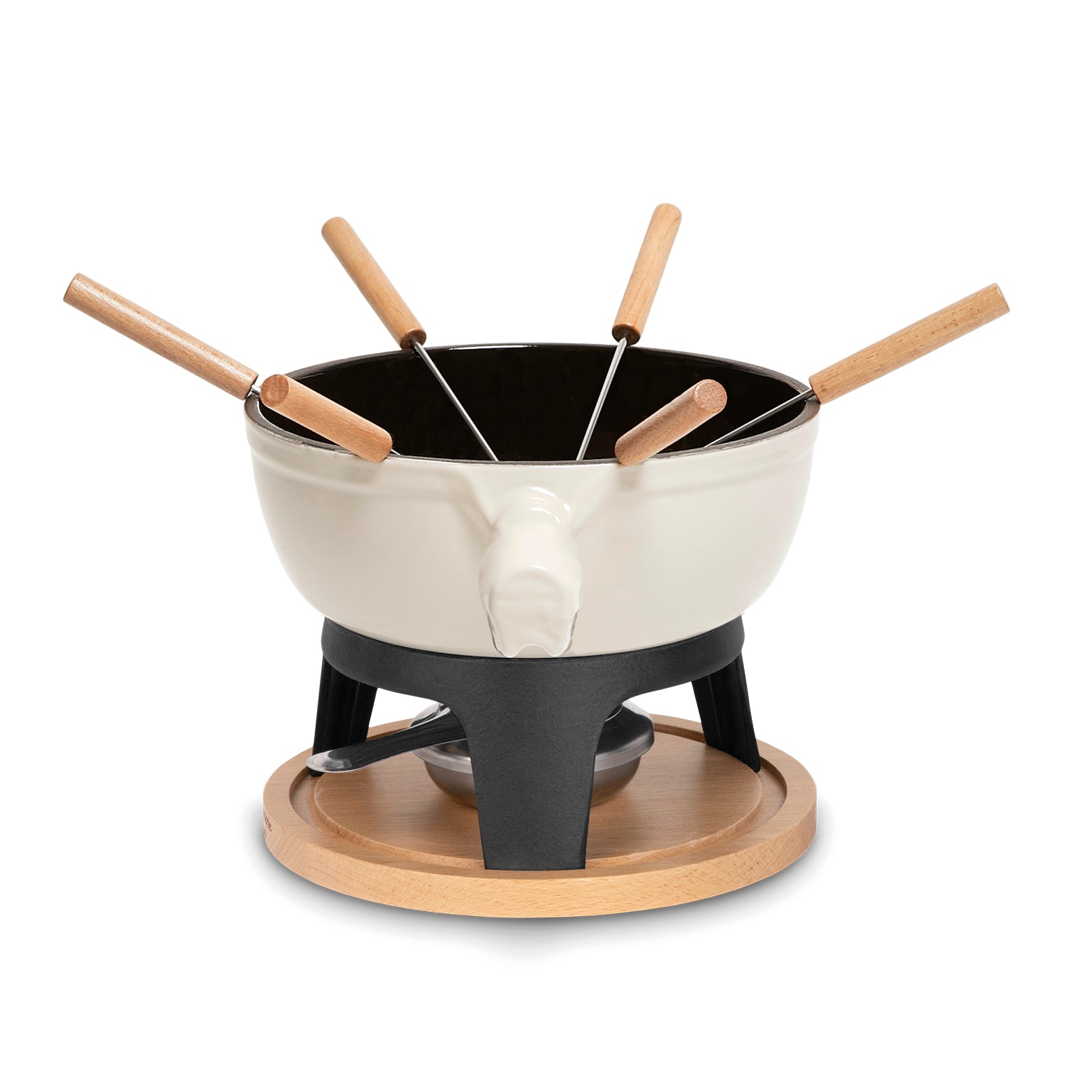 Service à fondue en fonte pour 6 personnes - Beige