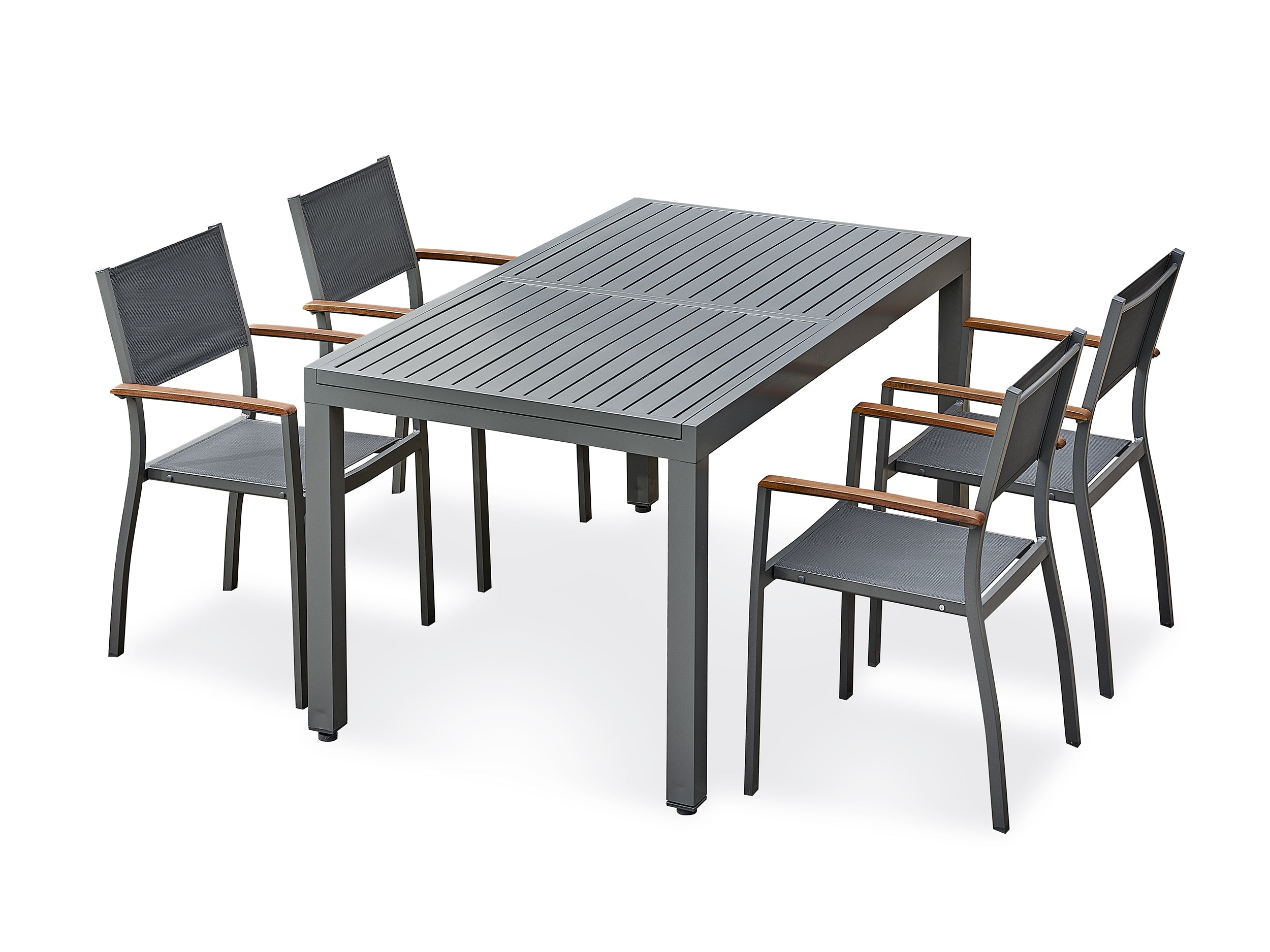 Ensemble repas extensible de jardin Orsino 4 places - Gris anthracite 160 à 220 cm