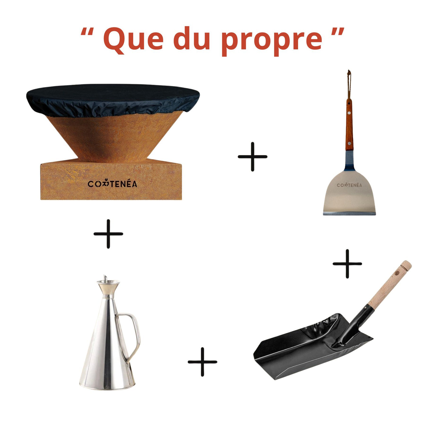 Kit entretien pour Cortenéa 60 cm (une spatule, une pelle, une housse et une burette)