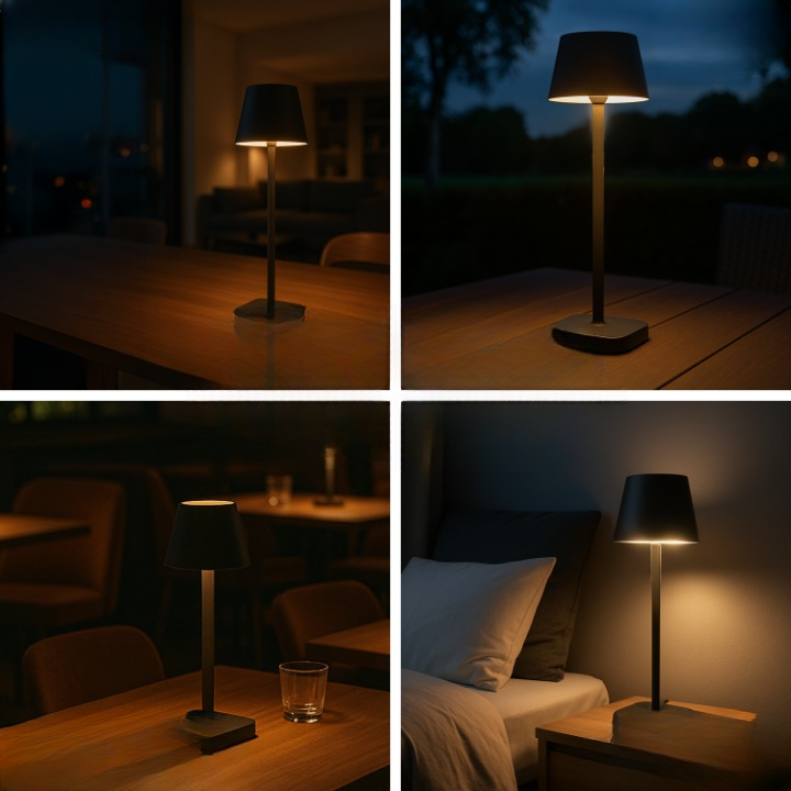 Lampe de table - Rechargeable - Intensité variable avec mode mémoire - 3 niveaux d'éclairage - 38 cm - Beige clair