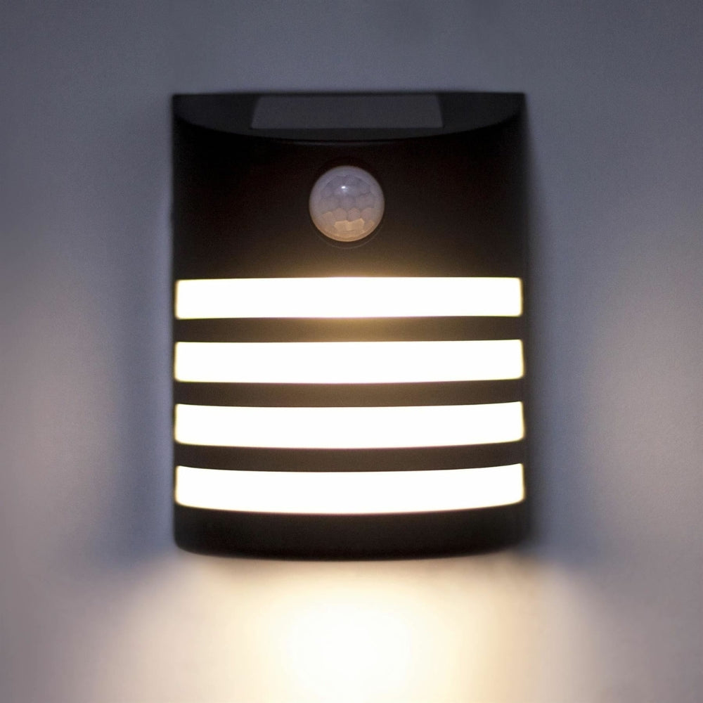 Lot de 4 appliques murales solaires d'extérieur noires – Sans Fil avec Détecteur de Mouvement