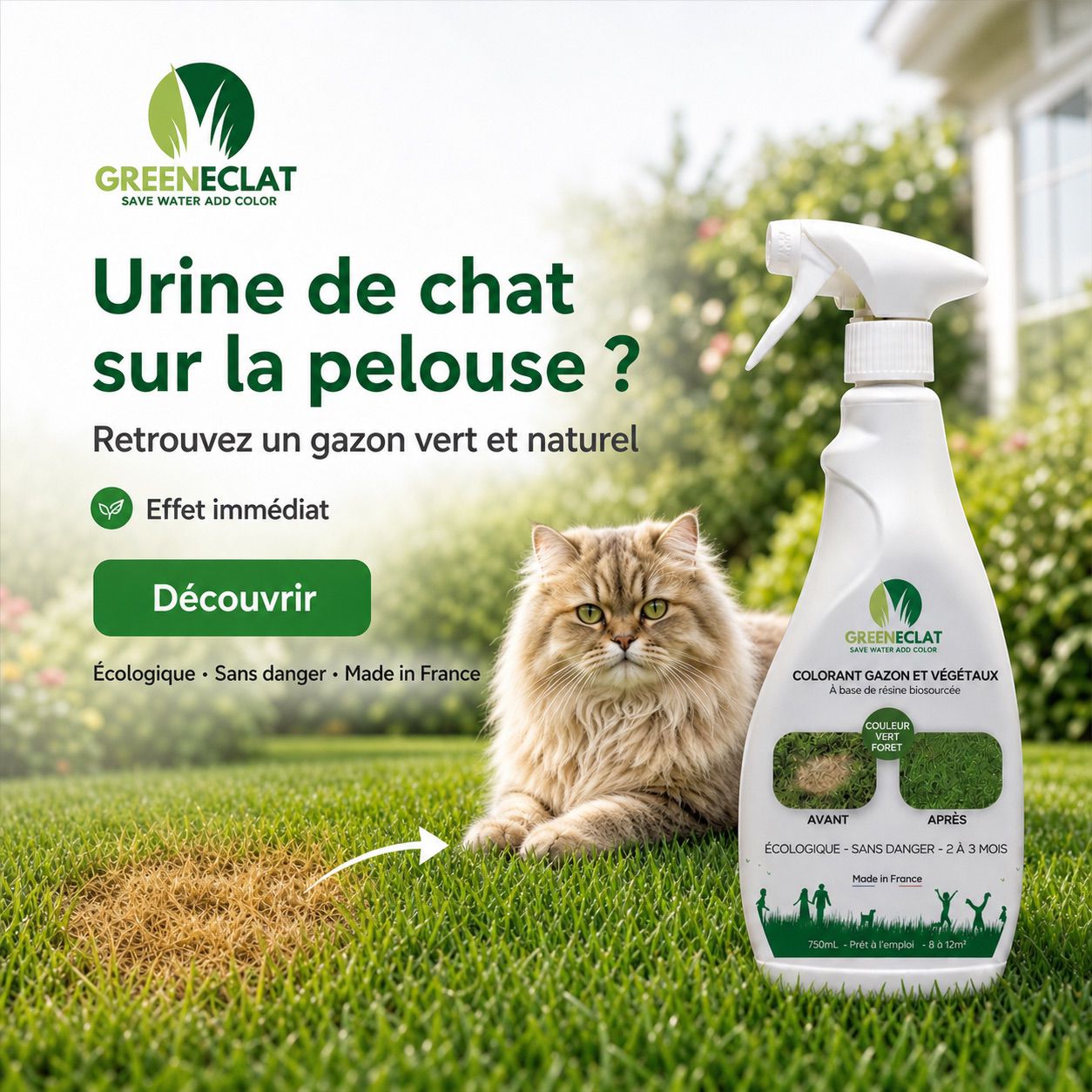 Colorant naturel gazon et thuyas vert forêt - résultat immédiat - 750ml