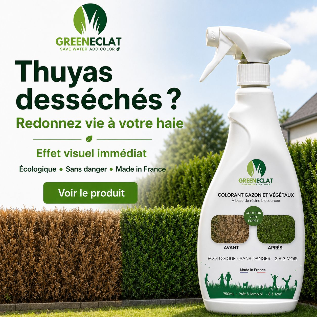 Colorant naturel gazon et thuyas vert forêt - résultat immédiat - 750ml