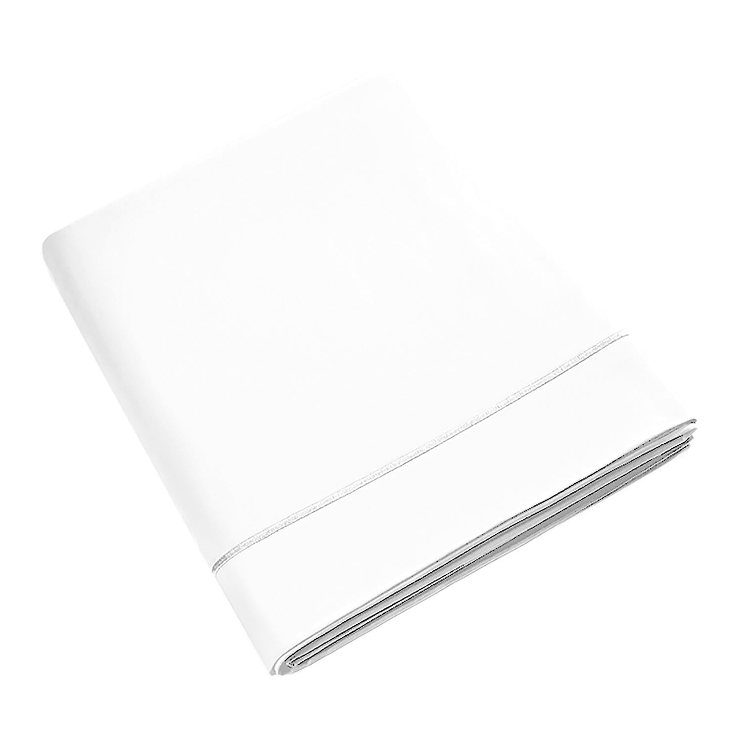 Drap Plat Percale 240 x 300 cm Pur Coton Peigné Longues Fibres 80 Fils/cm² Neige