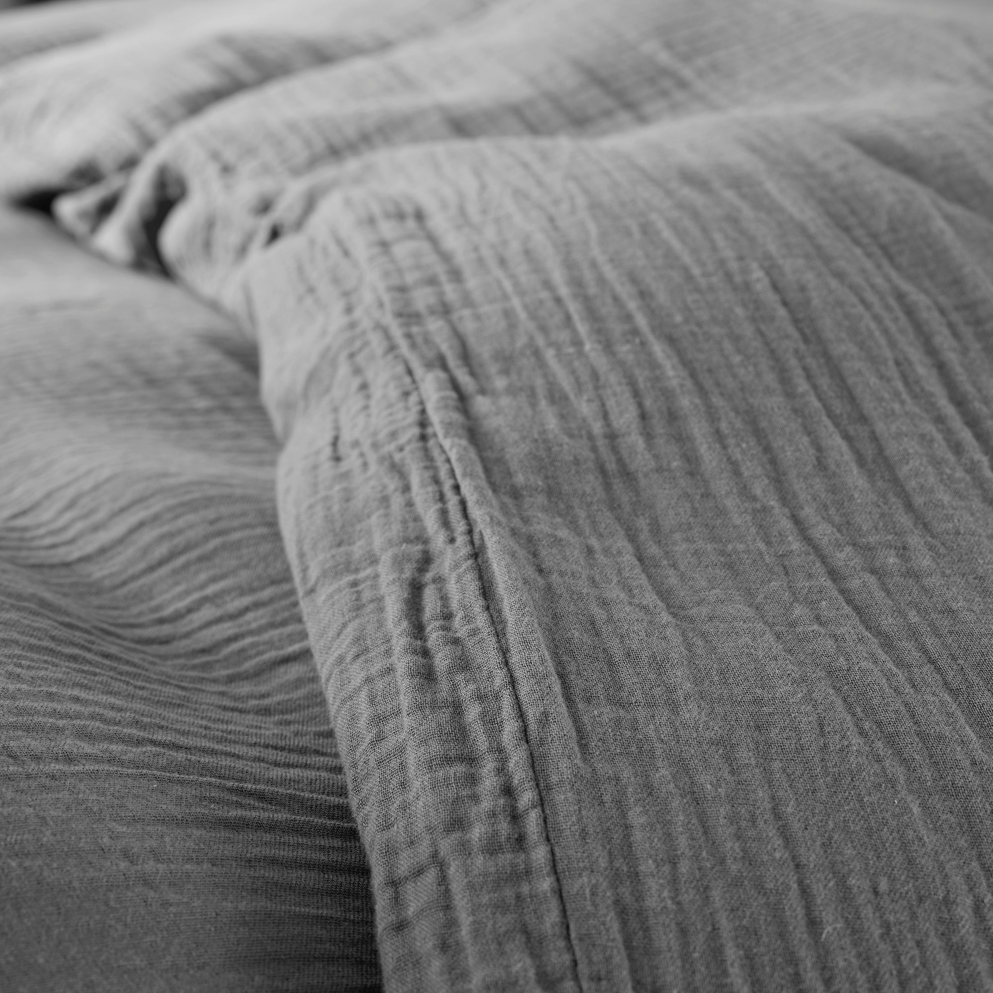Pack 2 Pièces Housse de couette - 140x200cm + 1 taie d'oreiller 65X65cm gaze de coton Ardoise