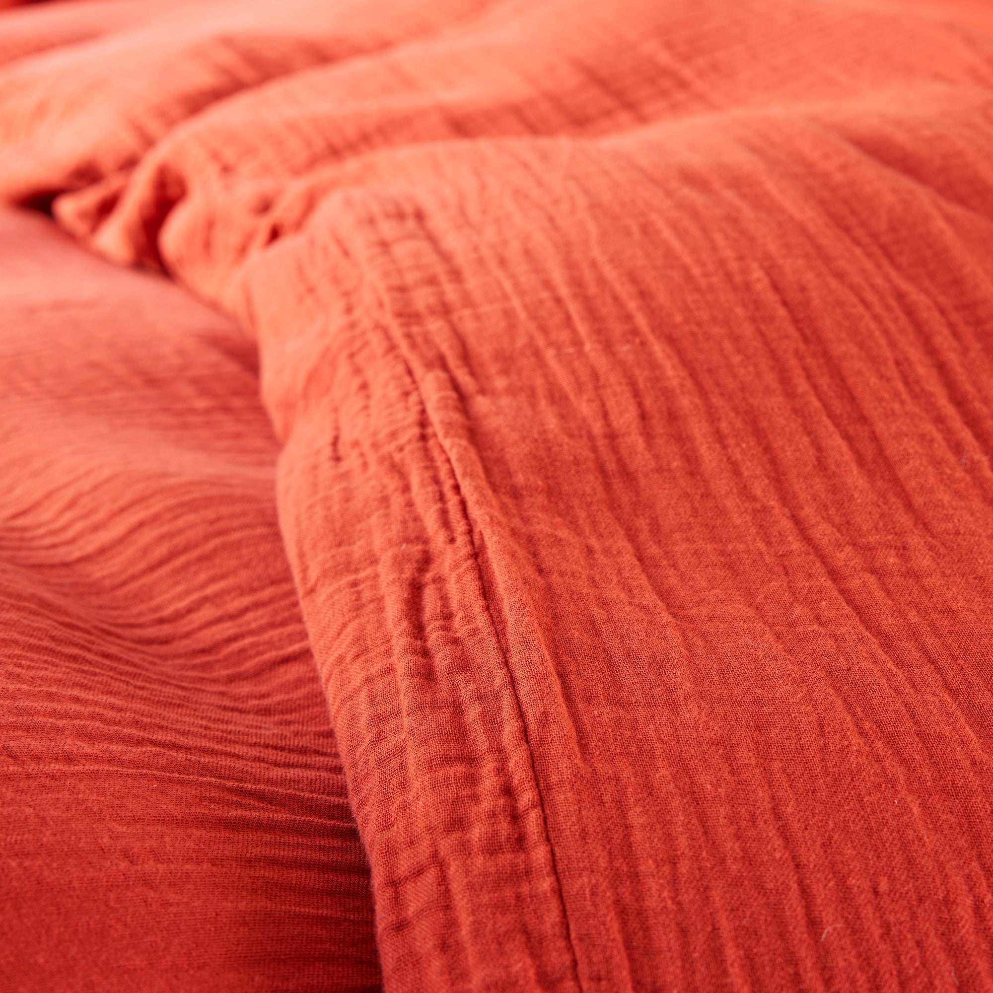 Pack 2 pièces Housse de couette 140x200cm + 1 taie d'oreiller 65X65cm gaze de coton Terracotta