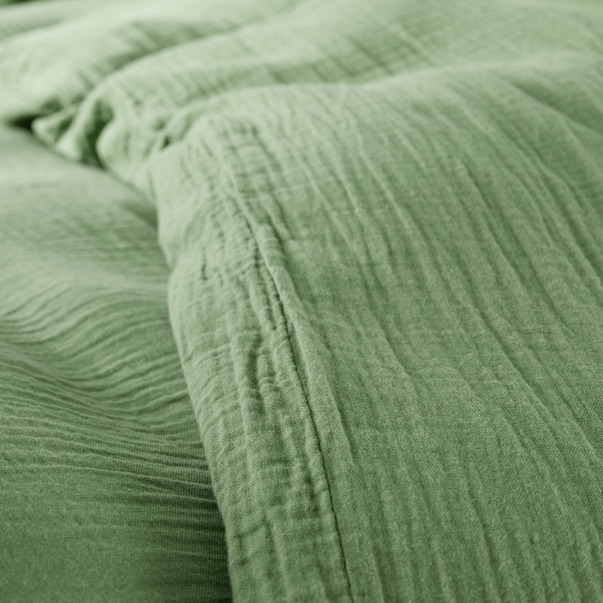 Pack 3 pièces Housse de couette - 240x220cm + 2 taies d'oreiller 65X65cm gaze de coton Olive