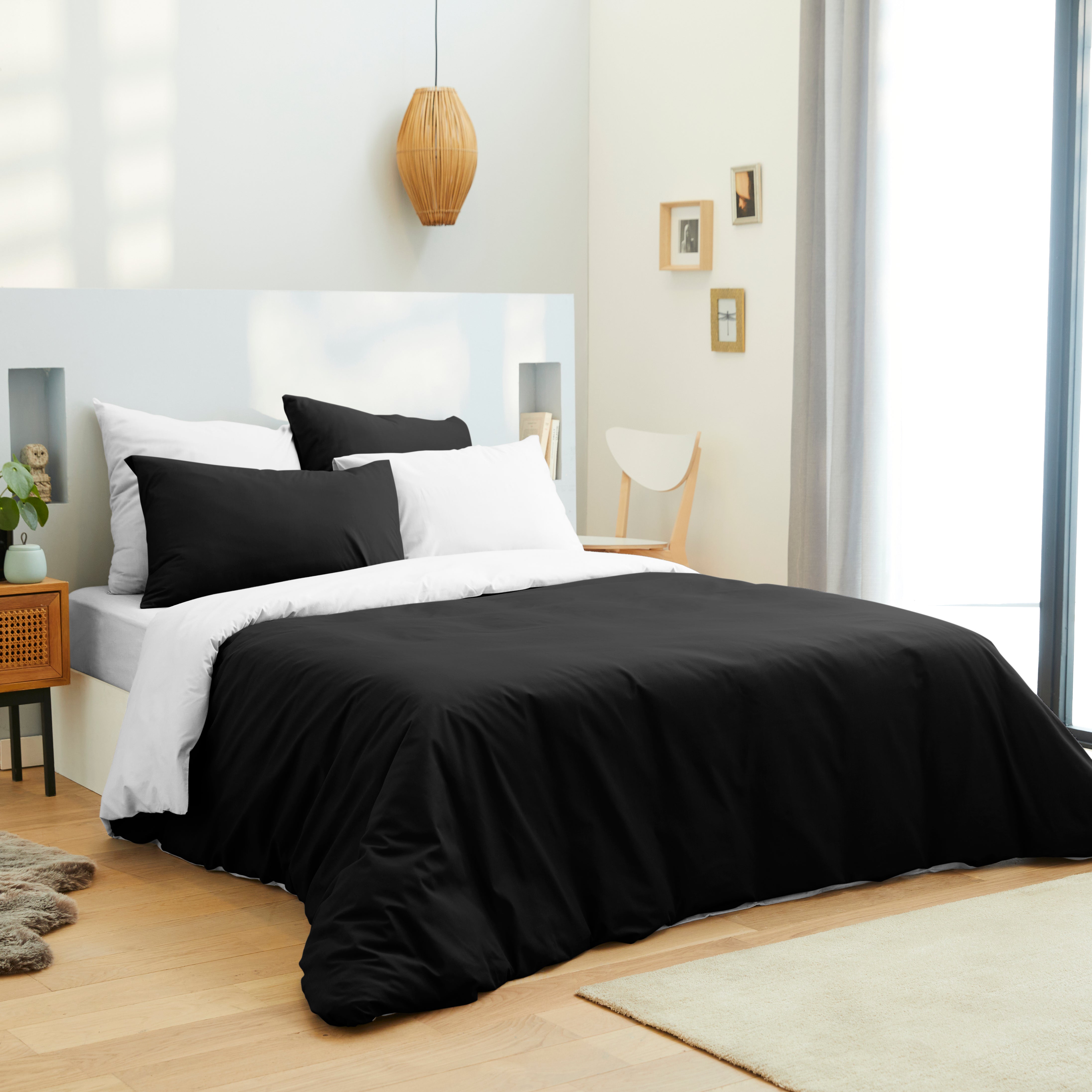 Pack 6 pièces Housse de couette 220 x 240 cm - Drap housse 140 x 190 cm - 100% Coton 57 Fils