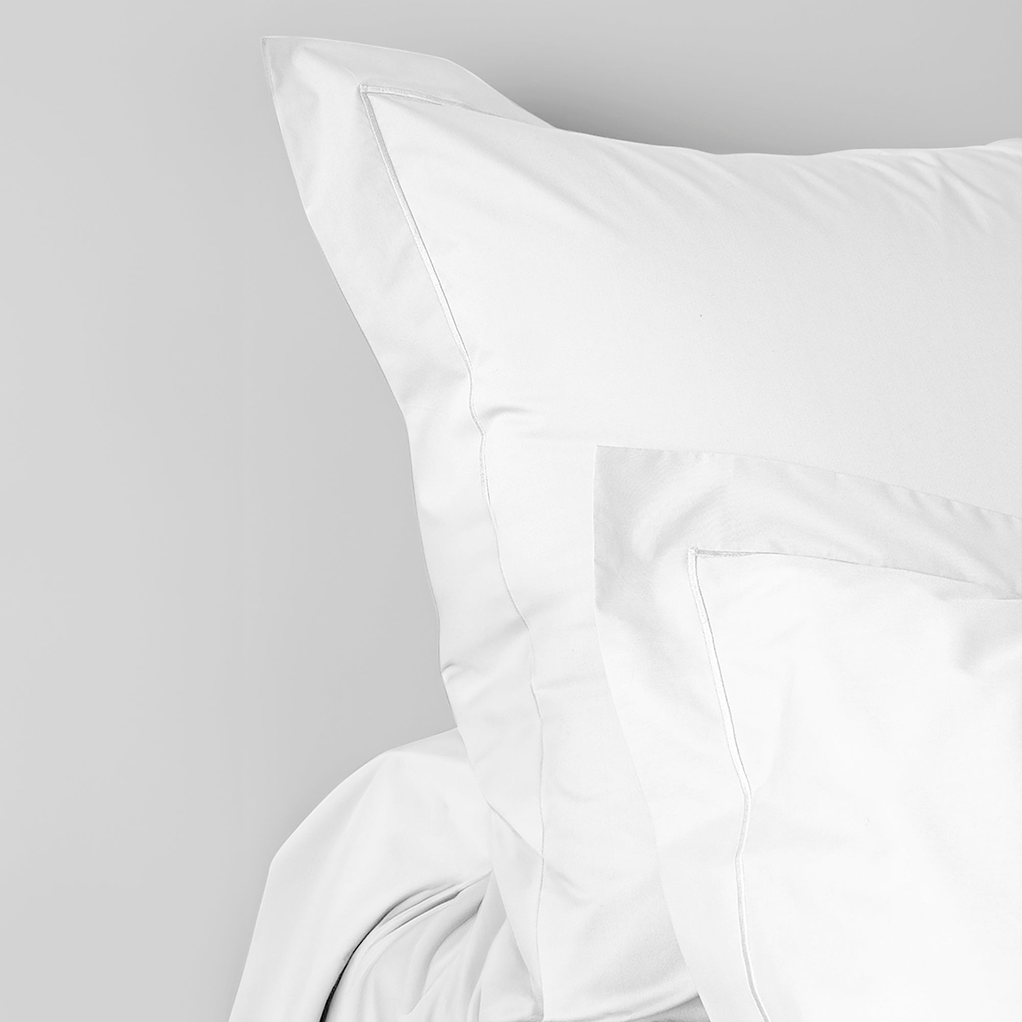 Taie d'oreiller Percale 65 x 65 cm Pur Coton Peigné Longues Fibres 80 Fils/cm² Neige
