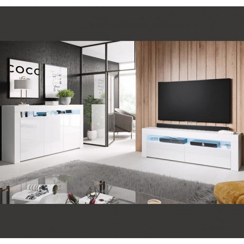 Buffet couleur blanc brillant - 155 X 92 cm - Aker