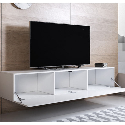 Meuble TV couleur blanc - 160 x 30 cm - Leiko H2