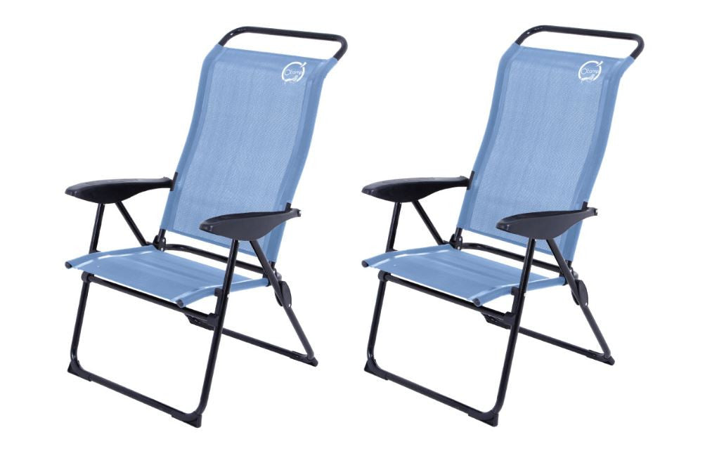 Fauteuil de camping 5 positions pliable - Bleu - 70 x 62 x 105 cm