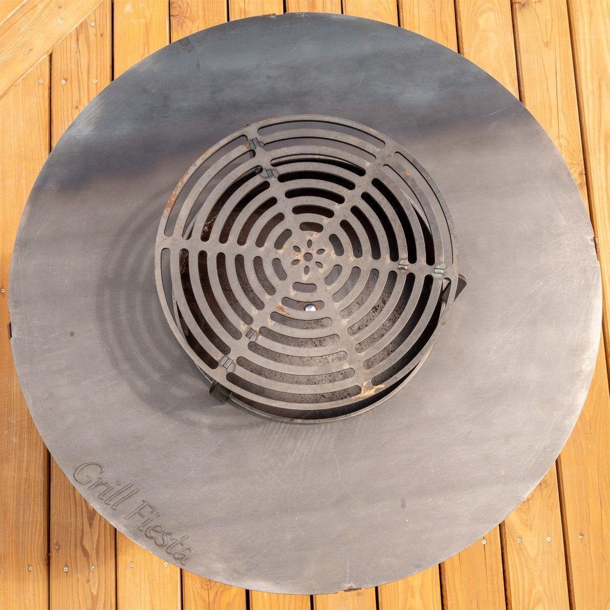 Brasero haut acier corten avec plaque et grille amovible inox barbecue plancha extérieur Ø 100 cm