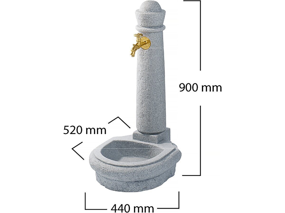 Fontaine de jardin Venezia gris clair - Robinet nostalgie - Grande vasque