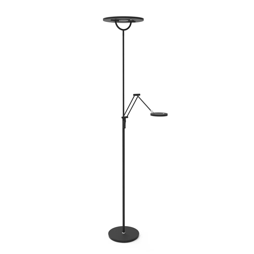 Lampadaire noir avec bras de lecture réglable - Soleil