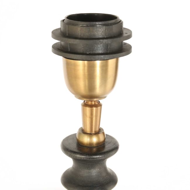 Lampe de table base en bois avec abat-jour en bambou clair/noir