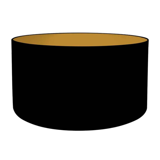 Lampe de table base en bois avec abat-jour en lin noir et doré