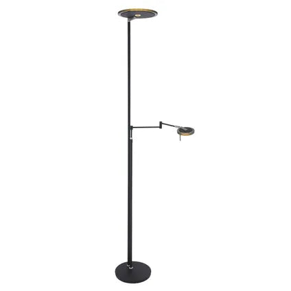 Lampadaire verre & métal noir, avec bras de lecture - Turound