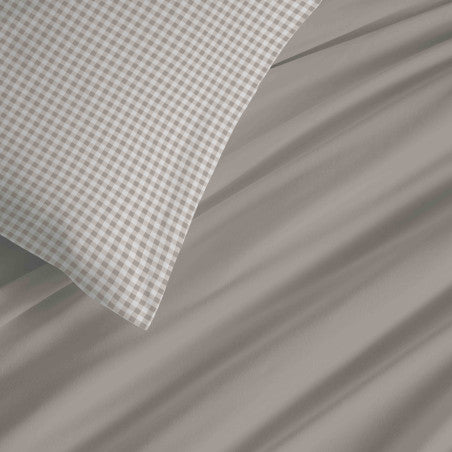 Pack Complet Housse de couette Imprimé 140 x 200 cm - Drap housse 90 x 190 cm - 100% coton / 57 fils/cm² - GABRIELLE NATUREL