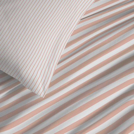 Pack Complet Housse de couette Imprimé 140 x 200 cm - Drap housse 90 x 190 cm - 100% coton / 57 fils/cm² - PALERME BLUSH