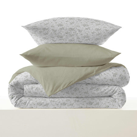 Pack Complet Housse de couette Imprimé 220 x 240 cm - Drap housse 140 x 190 cm - 100% coton / 57 fils/cm²- LOUISE ROMARIN