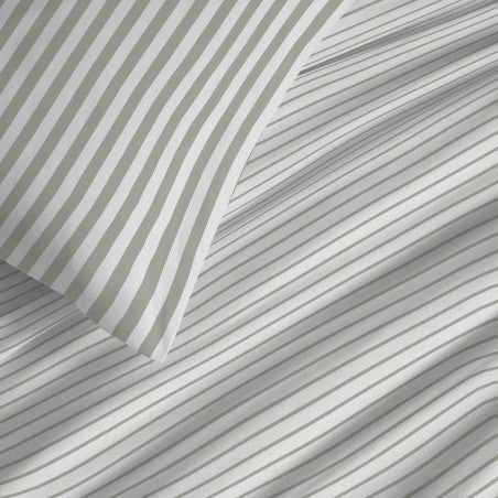 Pack Complet Housse de couette Imprimé 220 x 240 cm - Drap housse 140 x 190 cm - 100% coton / 57 fils/cm²- PALERME EUCALYPTUS