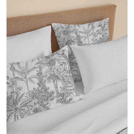 Pack Complet Housse de couette Imprimé 220 x 240 cm - Drap housse 160 x 200 cm - 100% coton / 57 fils/cm²- ADAMA PERLE