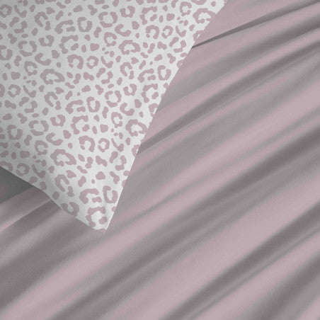 Pack Complet Housse de couette Imprimé 220 x 240 cm - Drap housse 160 x 200 cm - 100% coton / 57 fils/cm²- DIANA BLUSH