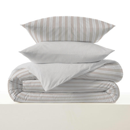 Pack Complet Housse de couette Imprimé 220 x 240 cm - Drap housse 160 x 200 cm - 100% coton / 57 fils/cm² - FLORENCE NATUREL