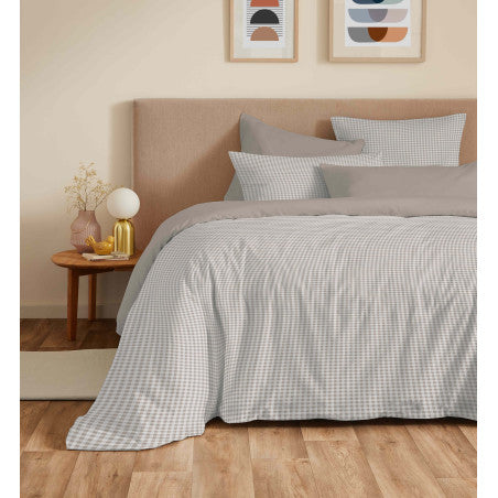 Pack Complet Housse de couette Imprimé 220 x 240 cm - Drap housse 160 x 200 cm - 100% coton / 57 fils/cm²- GABRIELLE NATUREL