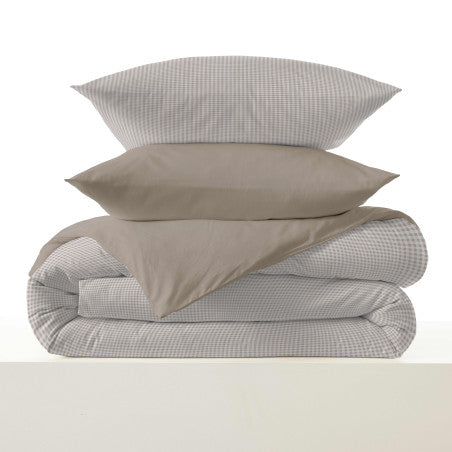 Pack Complet Housse de couette Imprimé 220 x 240 cm - Drap housse 160 x 200 cm - 100% coton / 57 fils/cm²- GABRIELLE NATUREL
