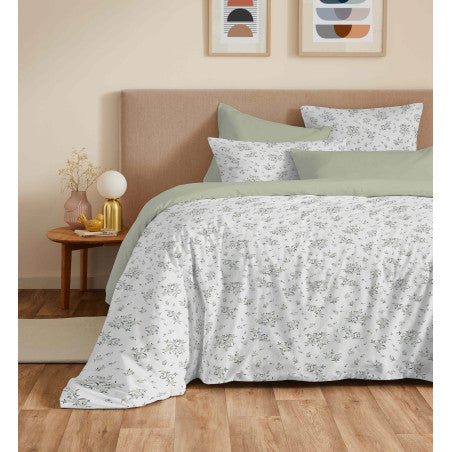 Pack Complet Housse de couette Imprimé 220 x 240 cm - Drap housse 160 x 200 cm - 100% coton / 57 fils/cm²- LOUISE ROMARIN