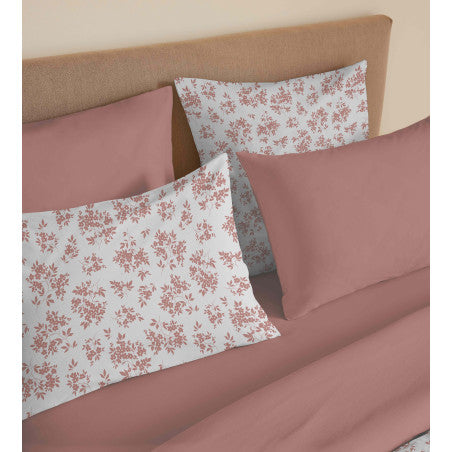 Pack Complet Housse de couette Imprimé 240 x 260 cm - Drap housse 180 x 200 cm King Size - 100% coton / 57 fils/cm²- ELOISE ABRICOT