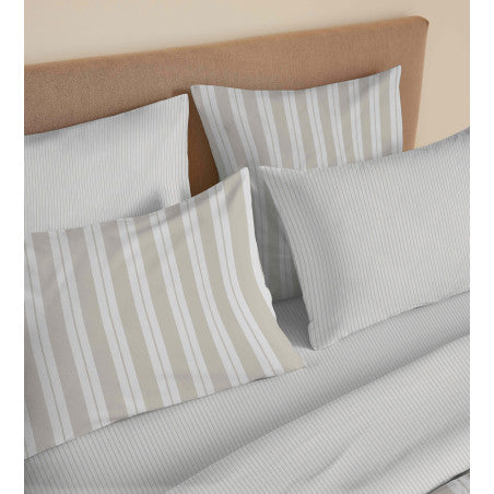 Pack Complet Housse de couette Imprimé 240 x 260 cm - Drap housse 180 x 200 cm King Size - 100% coton / 57 fils/cm²- FLORENCE NATUREL