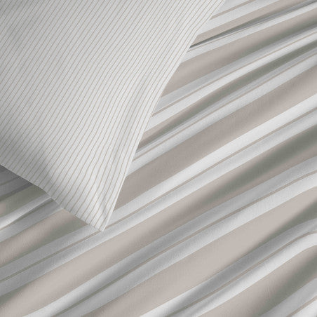 Pack Complet Housse de couette Imprimé 240 x 260 cm - Drap housse 180 x 200 cm King Size - 100% coton / 57 fils/cm²- FLORENCE NATUREL