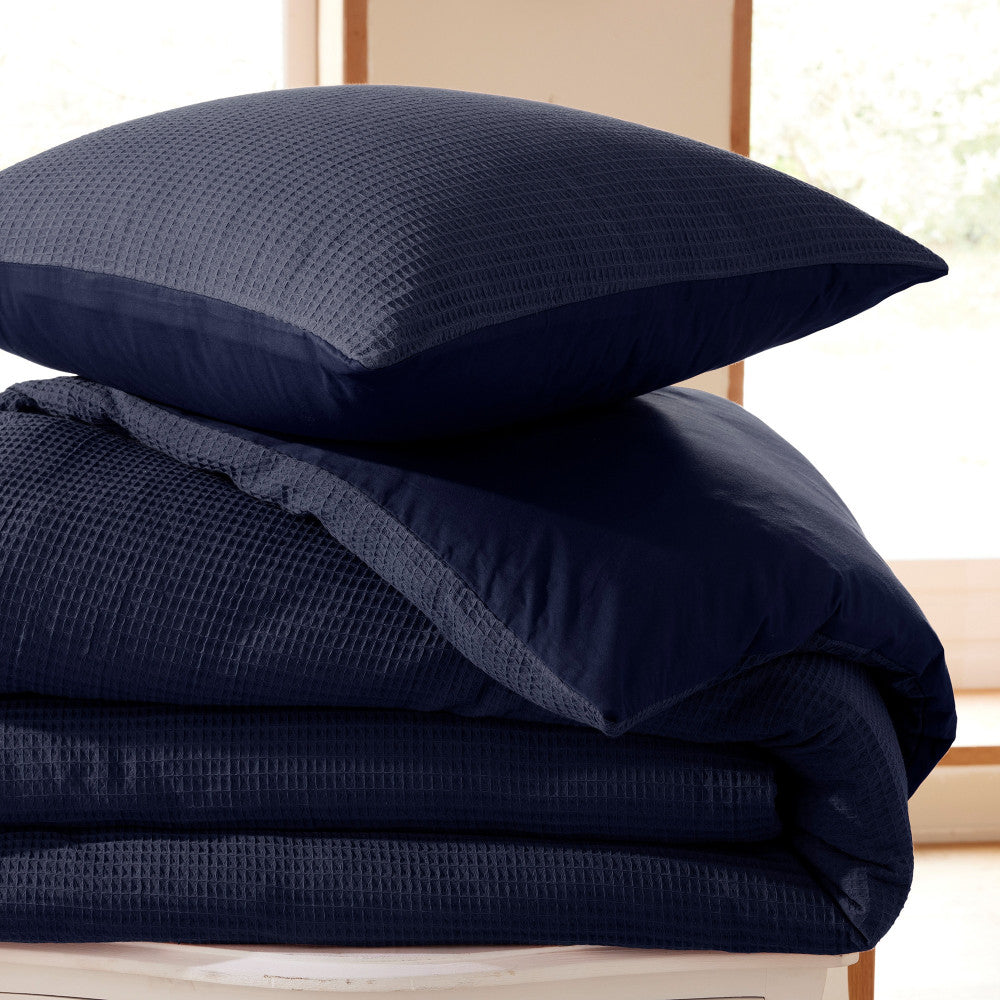 Pack 2 Pièces Housse de couette 140x200cm + 1 taie d'oreiller 65X65cm - nid d'abeille - Orage