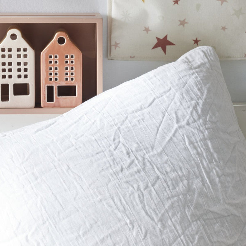 Pack 3 pièces Housse de couette 240 x 220 cm + 2 Taies d'oreiller 65 x 65 cm Gaze de Coton Craie