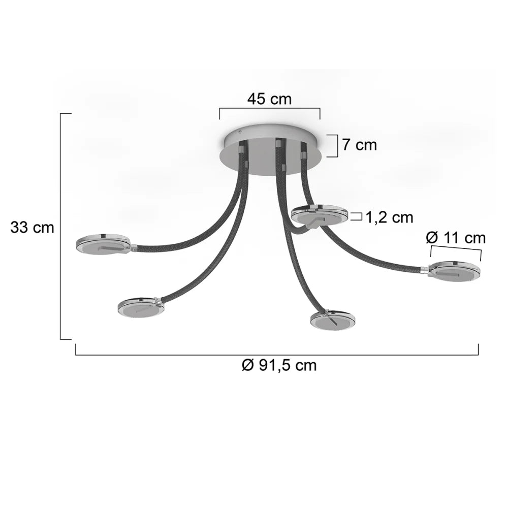 Plafonnier en acier brossé - LED - 5 lumières - Turound