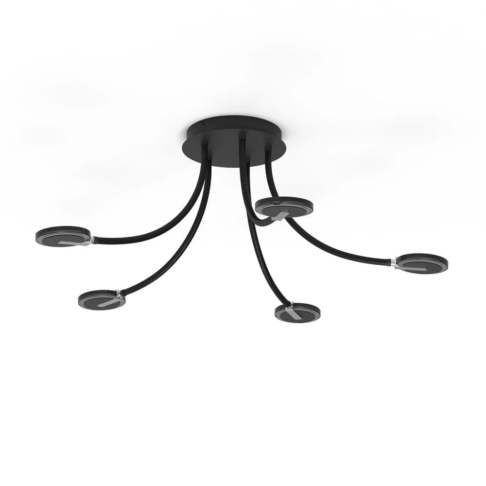 Plafonnier en acier noir - LED - 5 lumières - Turound