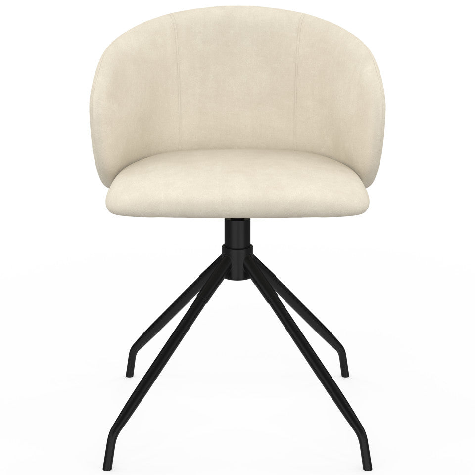 Chaises Léona pivotantes velours crème pieds métal - lot de 4