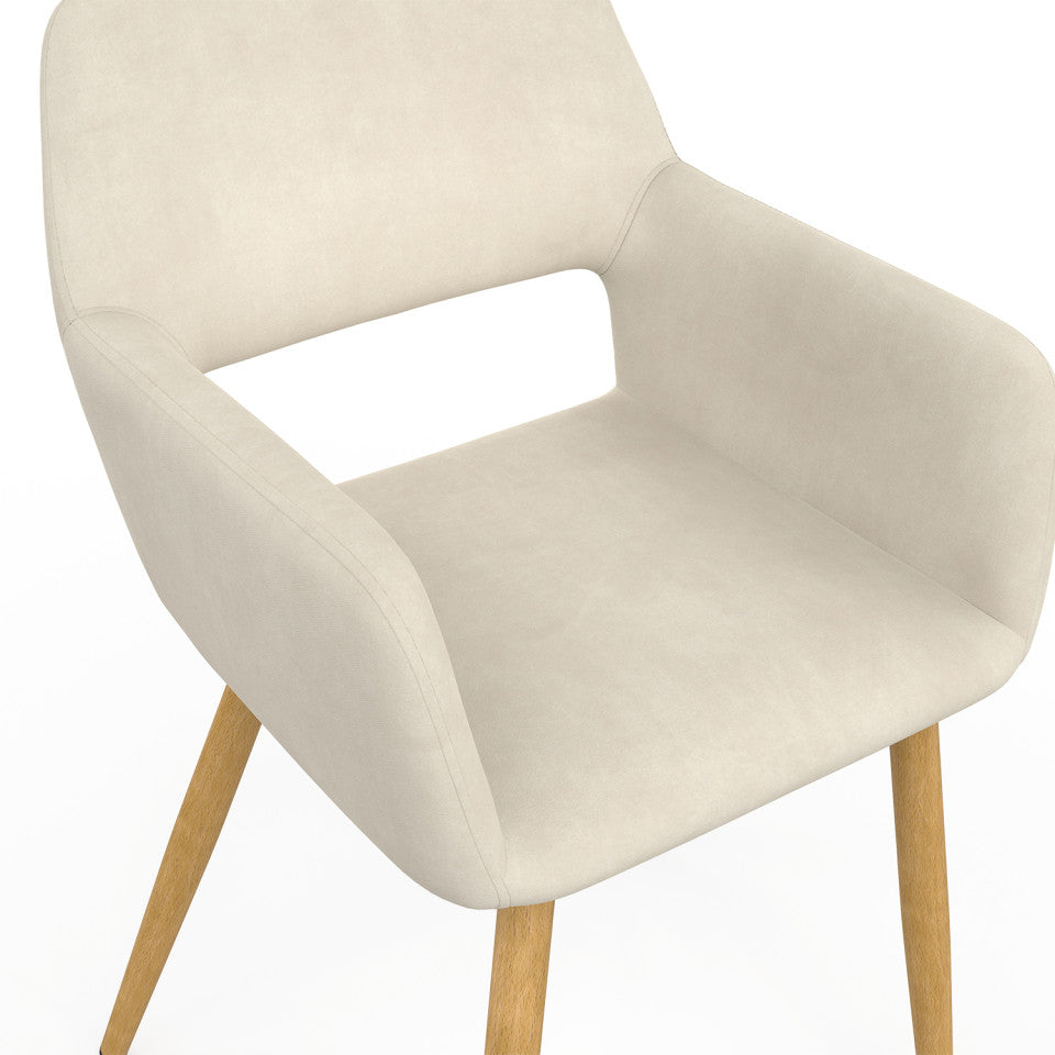 Chaises Heidi en velours beige et pieds bois - lot de 2