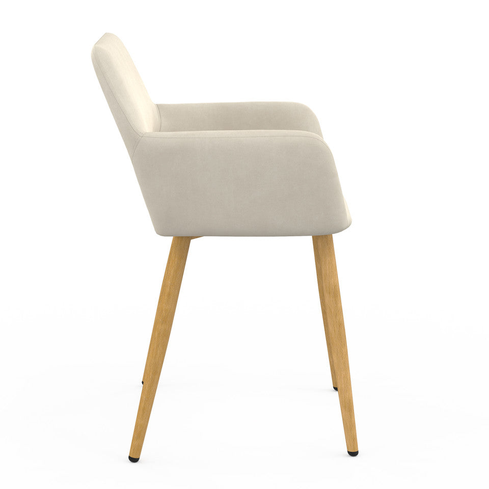 Chaises Heidi en velours beige et pieds bois - lot de 2